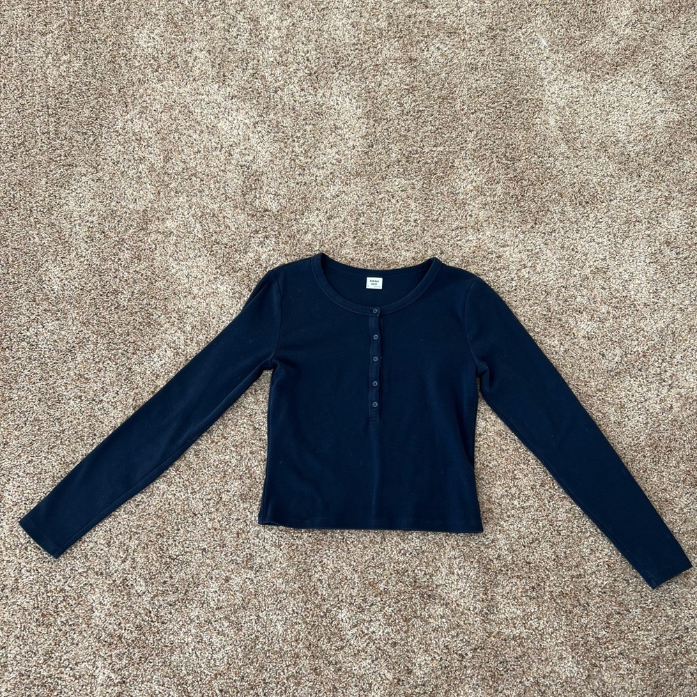 Aritzia Navy Long Sleeve Top
